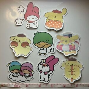 Sanrio 8 sticker bundle super cute!! My Melody/Pompompurin/Little Twin Stars